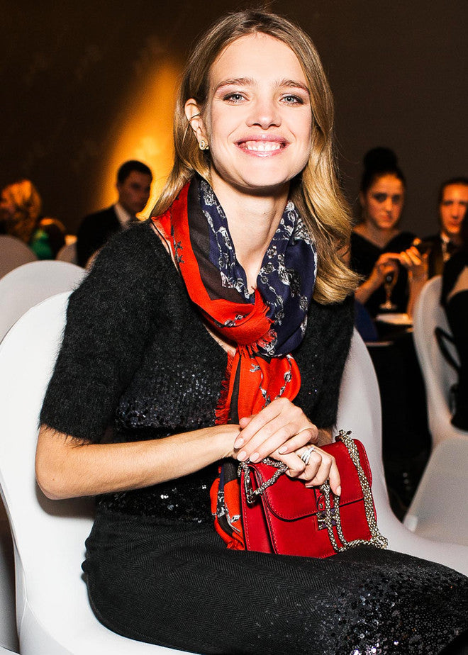 Natalia Vodianova in a beautiful scarf by Vassilisa London
