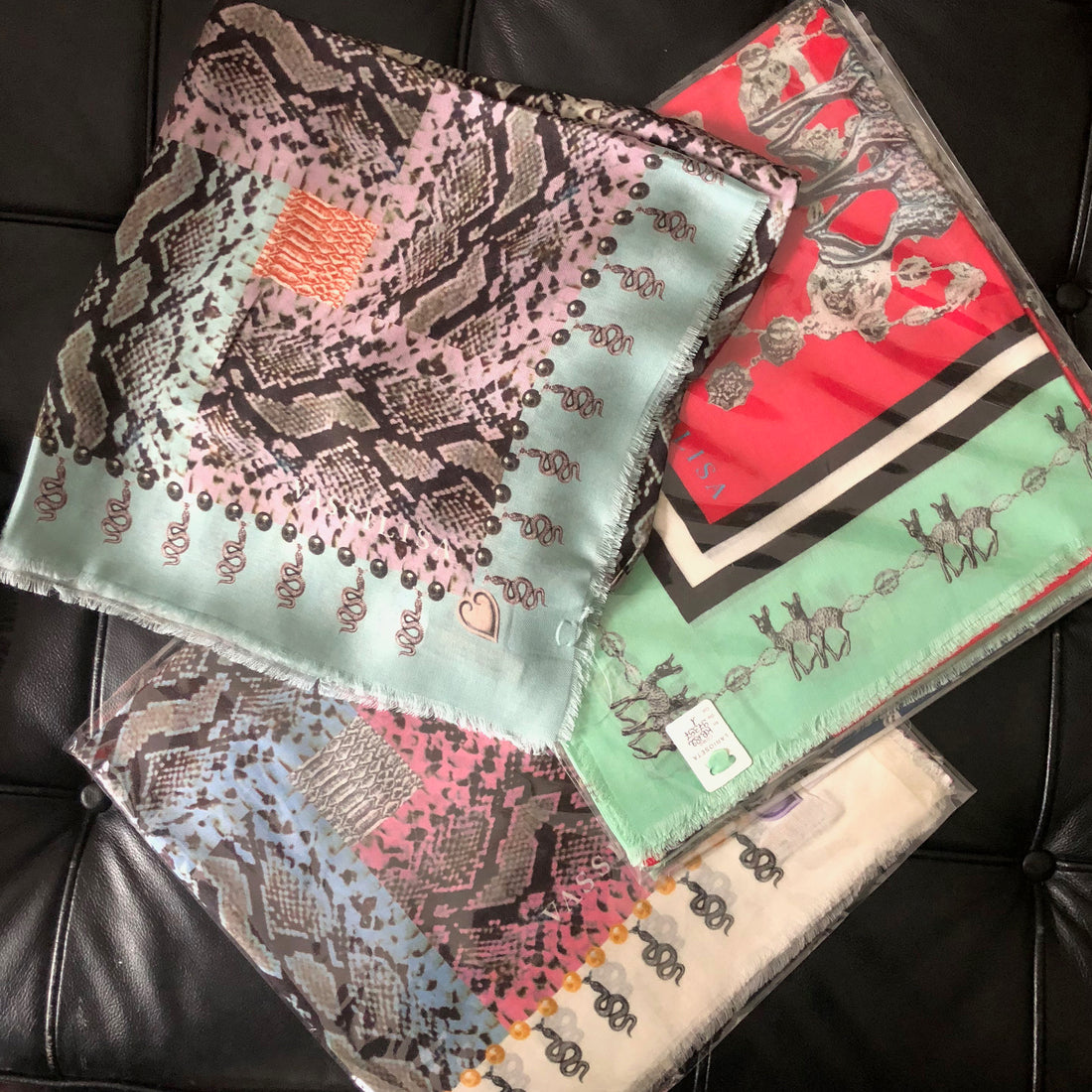 Vassilisa scarves SS19 colours, buyers meetings in London and Milan